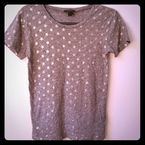 J Crew Silver Stars Printed T-Shirt S